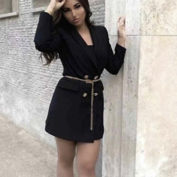 ZARA NEW WOMAN DOUBLE BREASTED FROCK COAT LONG BLAZER DRESS JACKET - Picture 3 of 8